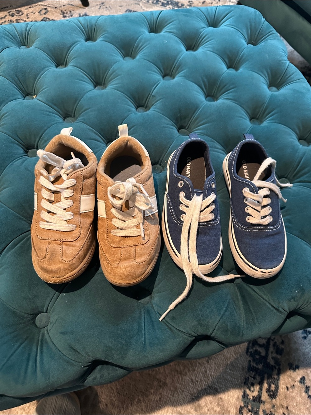 Old Navy Tan Suede-Style Sneakers & Navy Canvas Lace-Ups
